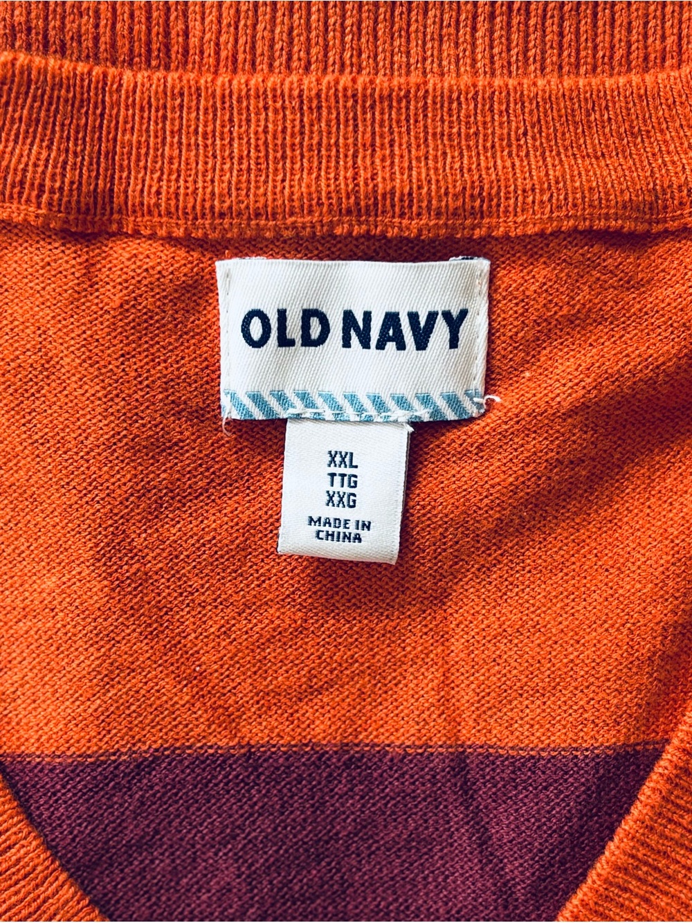 Old Navy Orange and Maroon Striped Sweater - Picture 4 of 8